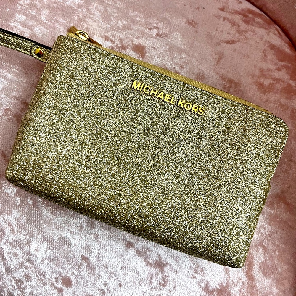 Gold Glitter Michael Kors Wristlet